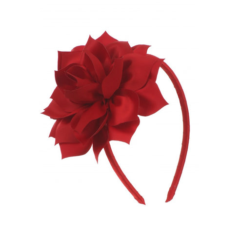 Kids Dream Girls Red Satin Flower Headband - SophiasStyle.com